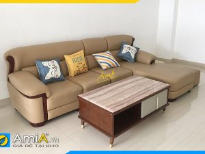 mẫu ghế sofa góc chữ L bọc da sang trọng kê phòng khách AmiA338