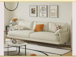 Hình ảnh Bài trí ghế sofa văng da tay thon trong phòng khách Softop-1588