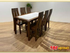 Hình ảnh Bộ bàn ăn đẹp mặt đá kết hợp ghế tựa cao BGATop-0057