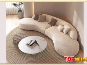 Hình ảnh Ghế sofa văng cong nỉ không tay vịn đẹp SofTop-0675