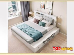 Hình ảnh Giường ngủ gỗ thông minh có kệ đựng đồ đẹp GNTop-0270