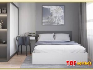 Hình ảnh Giường ngủ hiện đại màu trắng đầu bọc nệm GNTop-0180