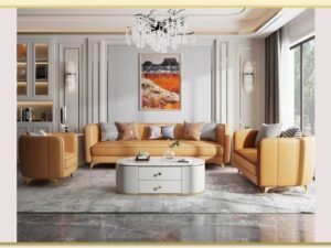 Hình ảnh Kê sofa văng da ghép bộ trong phòng khách đẹp Softop-1635