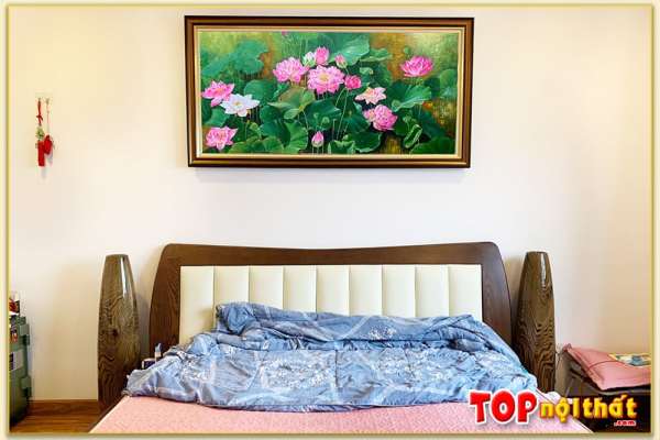 Tranh đầu giường phòng ngủ hoa sen phong thủy TraSdTop-0651