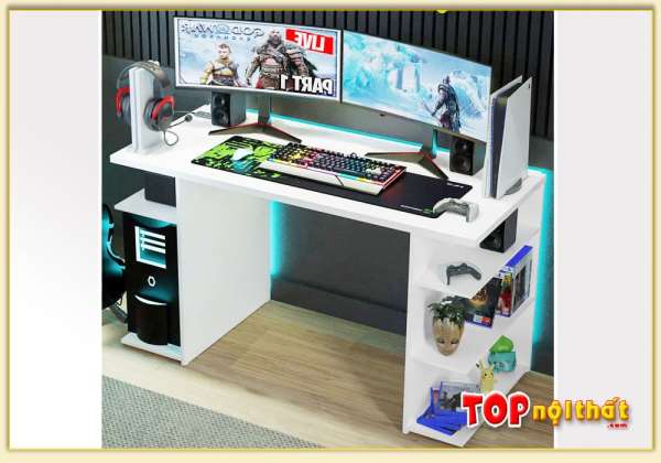 Hình ảnh Bàn gaming, bàn làm việc tại nhà màu trắng BLVTop-0096