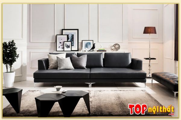 Hình ảnh Ghế sofa văng da màu đen đẹp SofTop-0882
