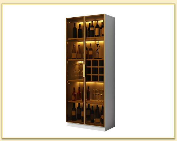 Hình ảnh Góc nghiêng mẫu tủ rượu bằng gỗ dáng cao TRTop-0079
