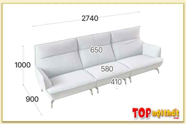 Hình ảnh Kích thước chi tiết ghế sofa văng nỉ SofTop-0949