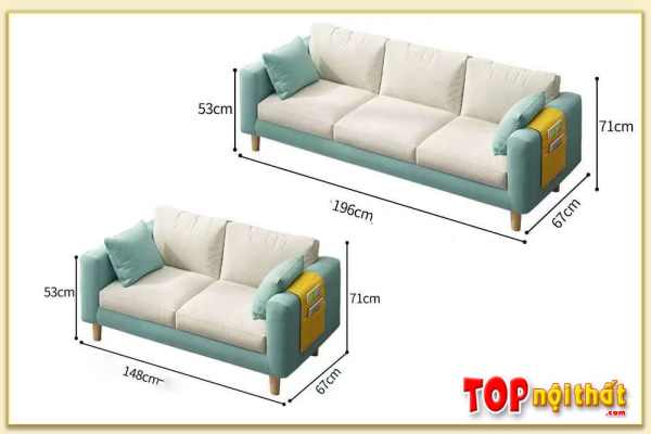 Hình ảnh Kích thước mẫu ghế sofa văng bọc nỉ đẹp SofTop-0651