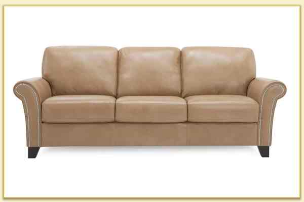 Hình ảnh Mẫu ghế sofa văng da 3 chỗ có đính đinh đồng Softop-1328
