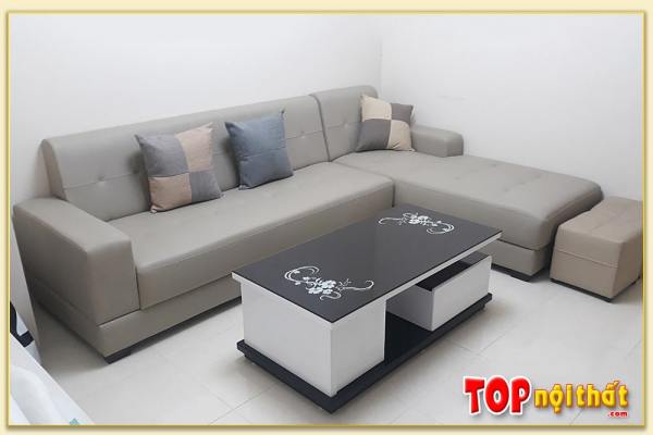 Hình ảnh Mẫu sofa chữ L chất da hiện đại thiết kế đơn giản SofTop-0174