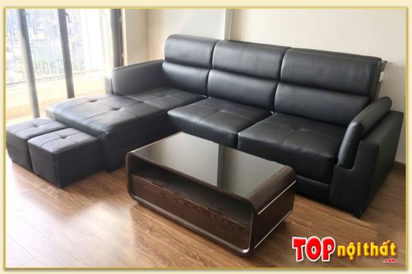 Hình ảnh Mẫu sofa da góc L đẹp đơn giản kê phòng khách SofTop-0213