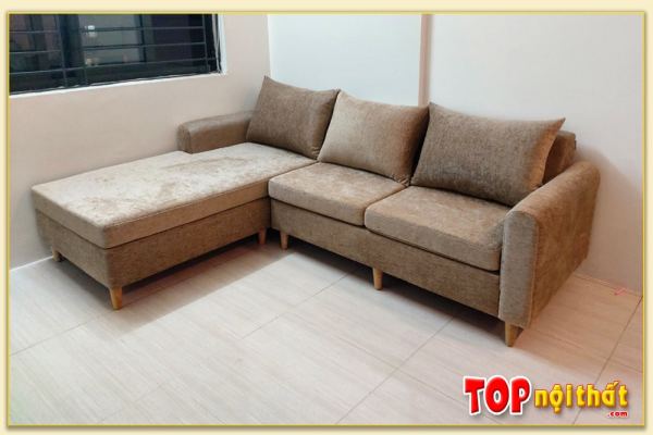 Hình ảnh Mẫu sofa góc chữ L bọc nỉ kiểu dáng đơn giản SofTop-0518