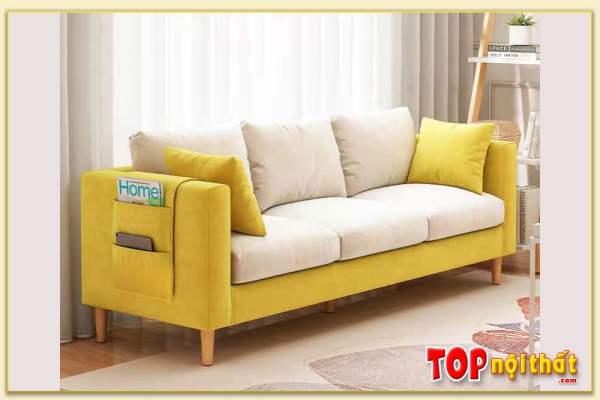Hình ảnh Mẫu sofa văng nỉ phối màu vàng kem đẹp SofTop-0651