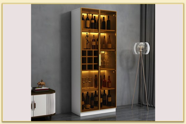 Hình ảnh Mẫu tủ rượu bằng gỗ dáng cao kê phòng khách TRTop-0079