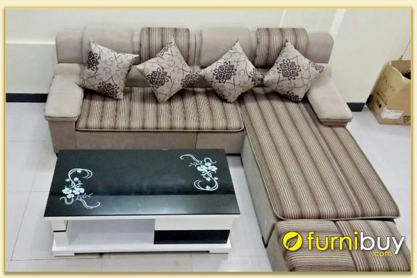 Hình ảnh Sofa nỉ chữ L kiểu dáng bè to kê phòng khách SofTop-0126