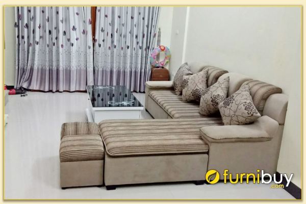 Hình ảnh Sofa nỉ đẹp chữ L kích thước lớn kê phòng khách chung cư SofTop-0126