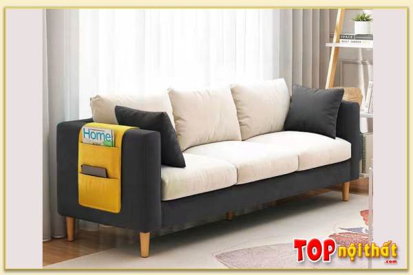 Hình ảnh Sofa văng nỉ đẹp phối màu nâu và kem SofTop-0651